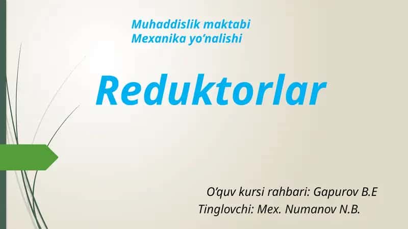 Reduktorlar 1