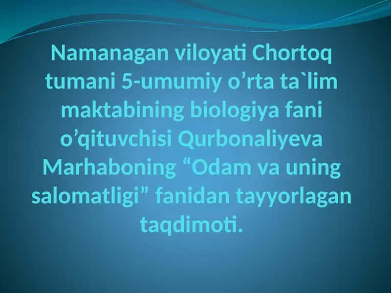 Biologiya fanidan taqdimot: Qon tomirlari va qon aylanishi 1
