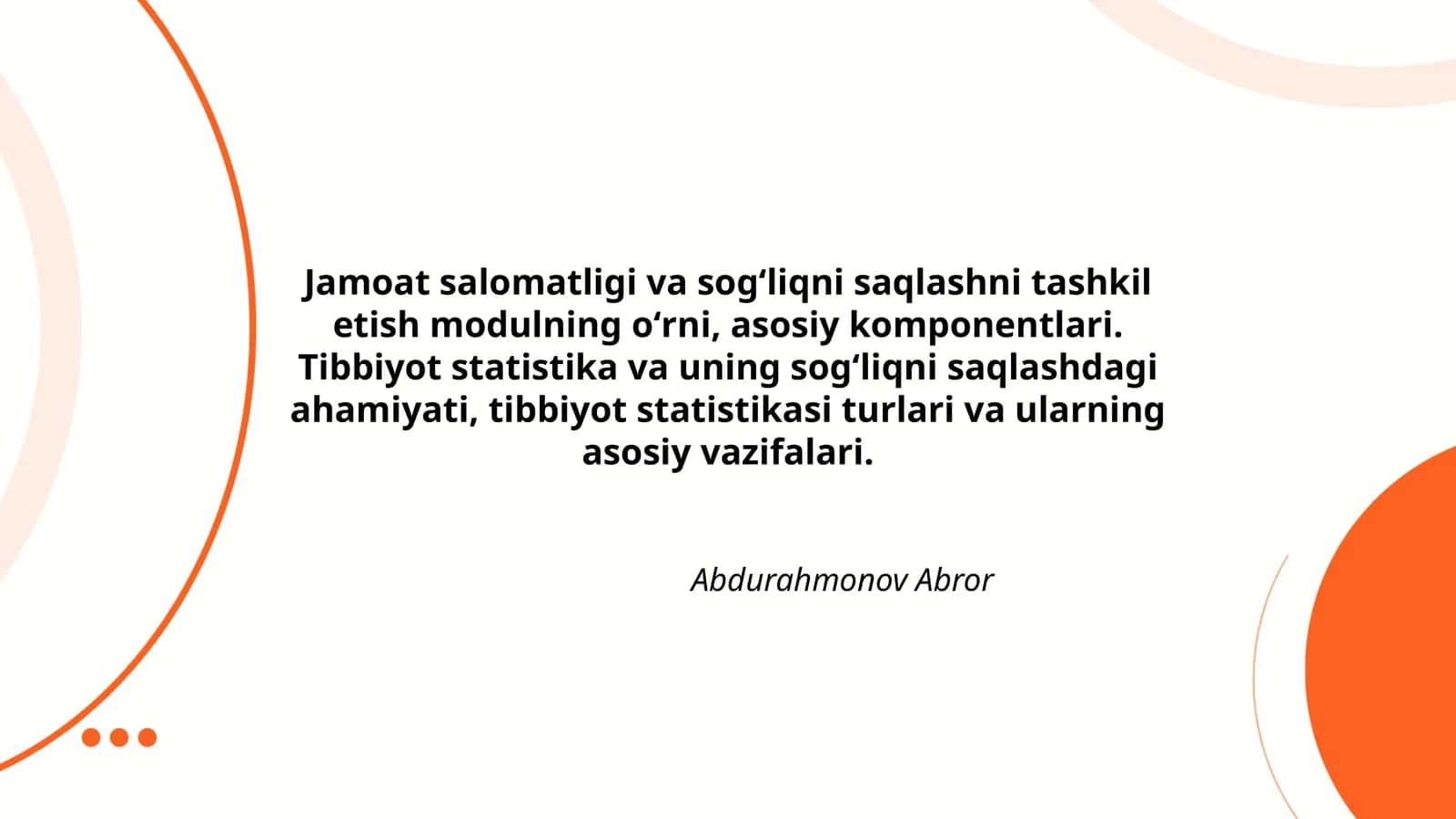 Tibbiyot Statistika Moduli 1