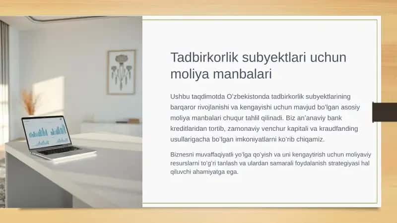 Tadbirkorlik subyektlari uchun moliya manbalari slayd 1