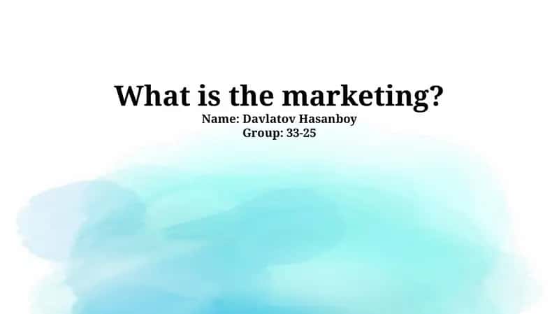 Fundamentals of Marketing 1