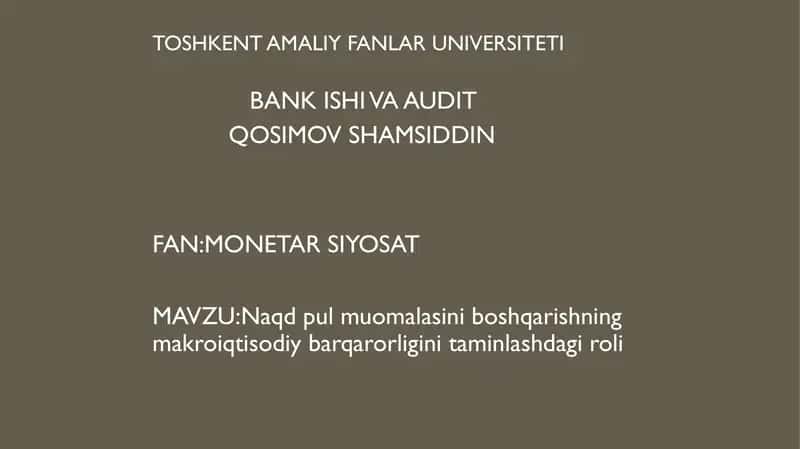 Naqdpul muomalasini boshqarishning makroiqtisodiy barqarorligini taminlashda giroli 1