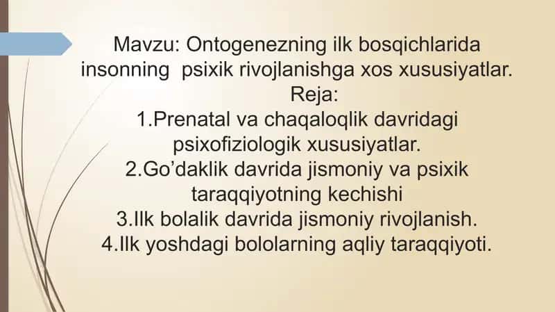 Ontogenezning ilkbosqichlari 1