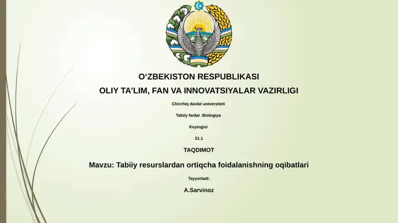 Tabiiy resurslardan ortiqcha foydalanishning oqibatlari 1