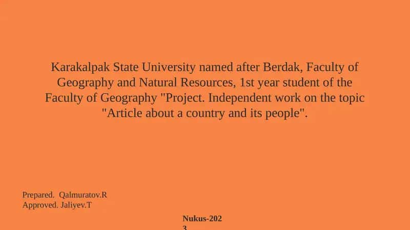 "Article about a country and its people" 1
