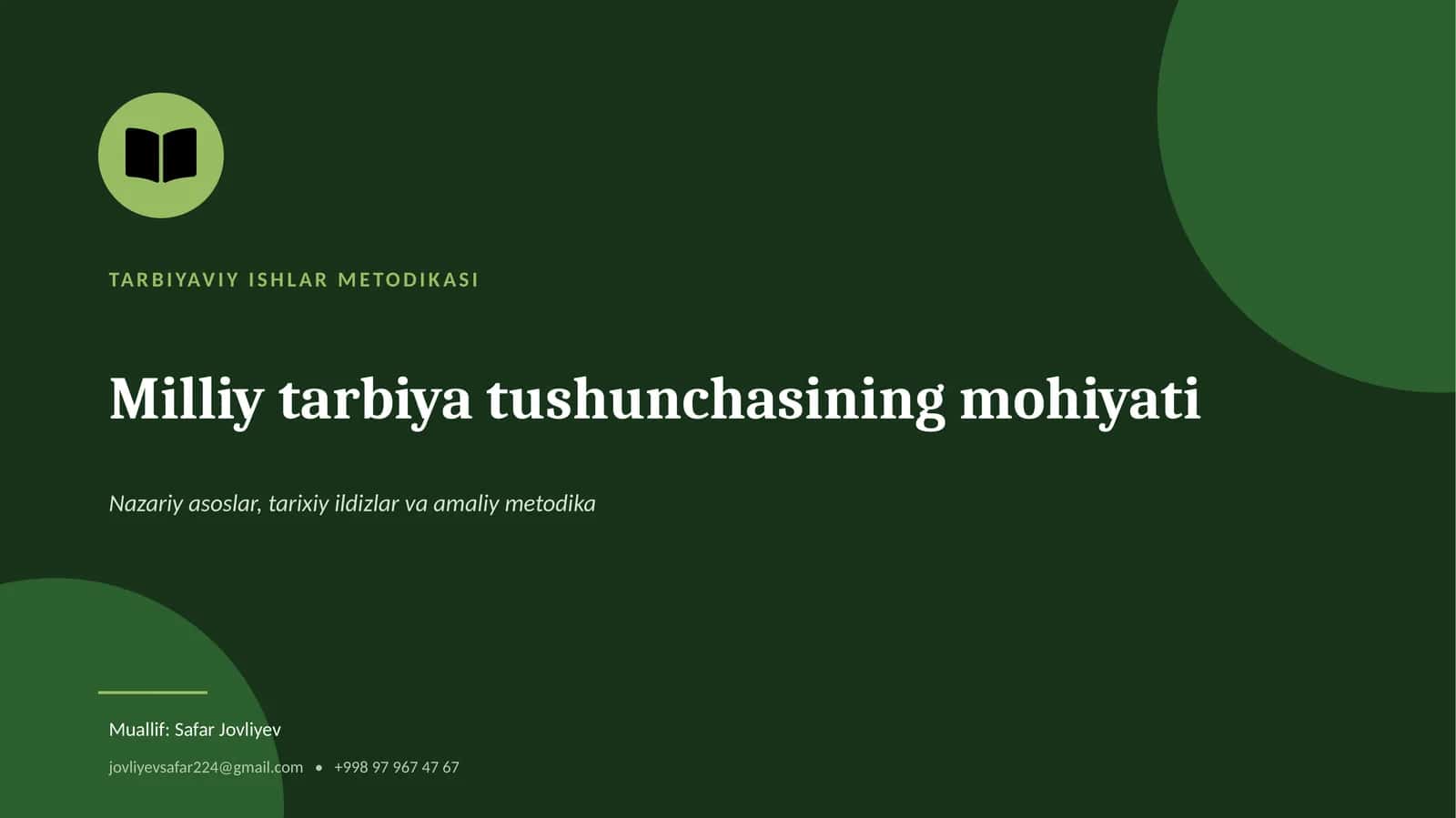 TARBIYAVIY ISHLAR METODIKASI 1