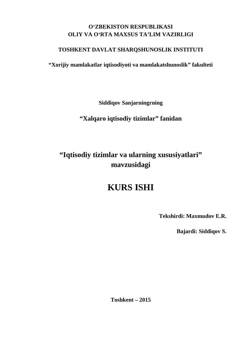 Xalqaro iqtisodiy tizimlar 1