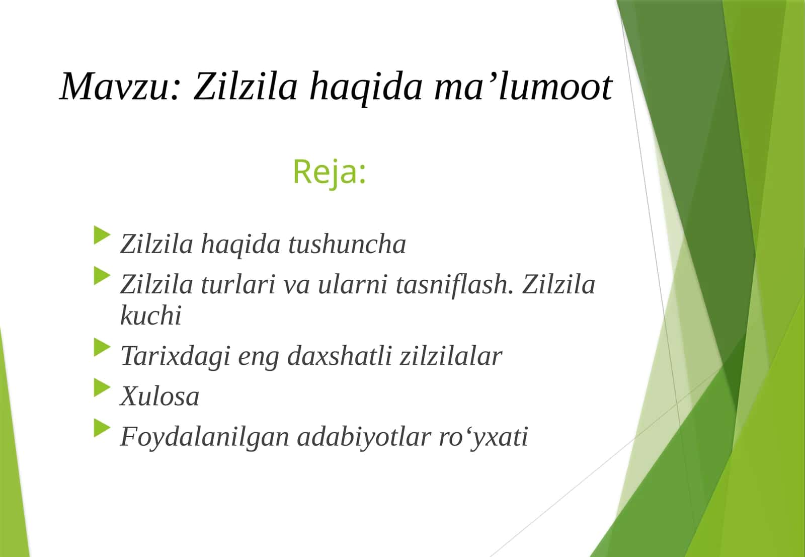 Zilzila haqida ma’lumoot 1
