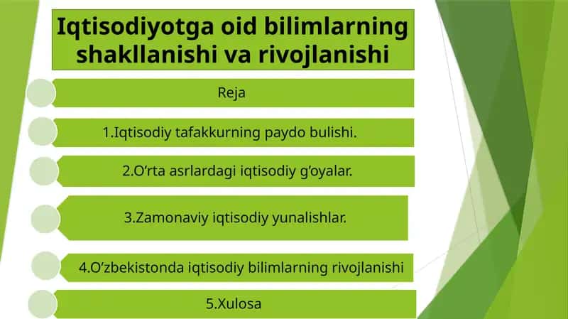 Iqtisodiyotga oid bilimlarning shakllanishi va rivojlanishi 1