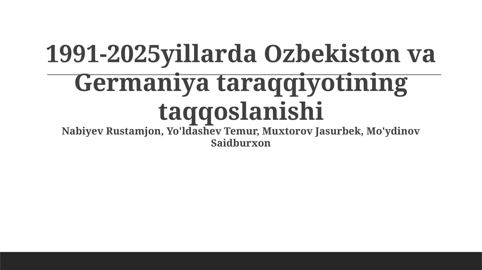 1991-2025yillarda Ozbekiston va Germaniya taraqqiyotining taqqoslanishi 1