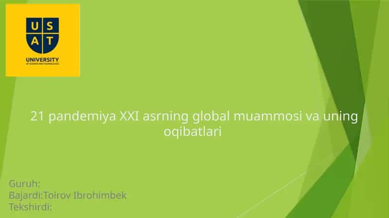 21-pandemiya XXI asrning global muammosi 1