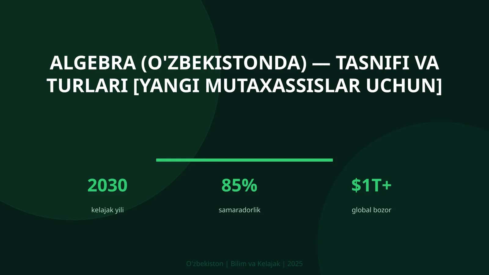 Algebra (O'zbekistonda) — tasnifi va turlari [yangi mutaxassislar uchun] 1
