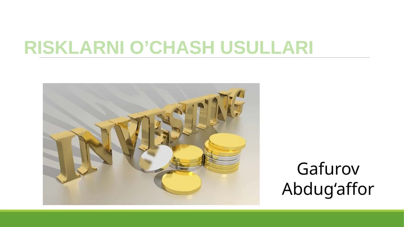 RISKLARNI O’CHASH USULLARI 1