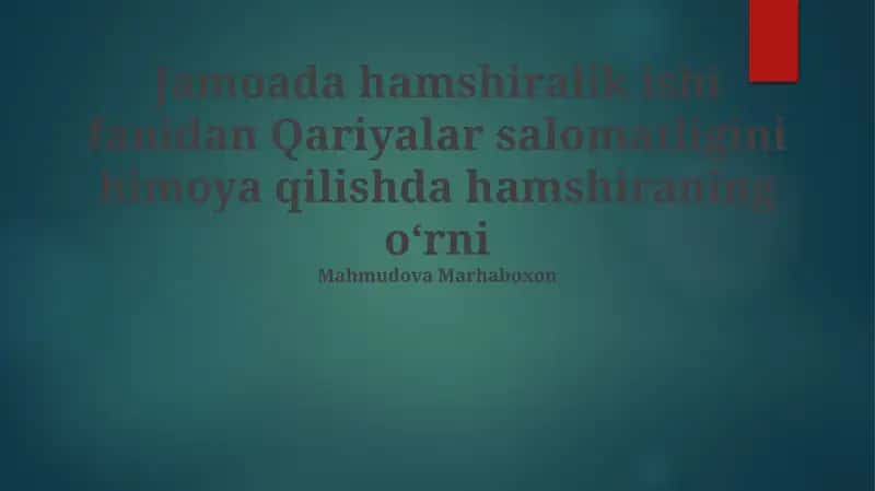 Qariyalar salomatligini himoya qilishda hamshiraning oʻrni 1
