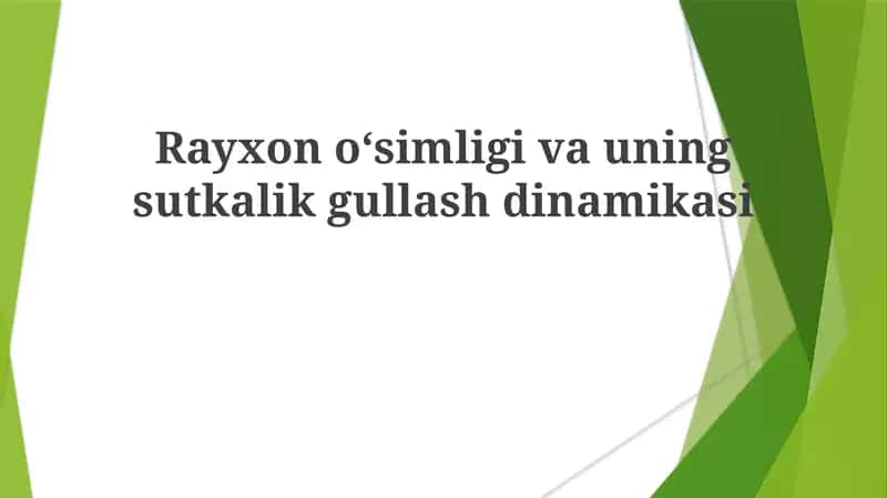 Rayxonoʻsimligivauningsutkalikgullashdinamikasi 1