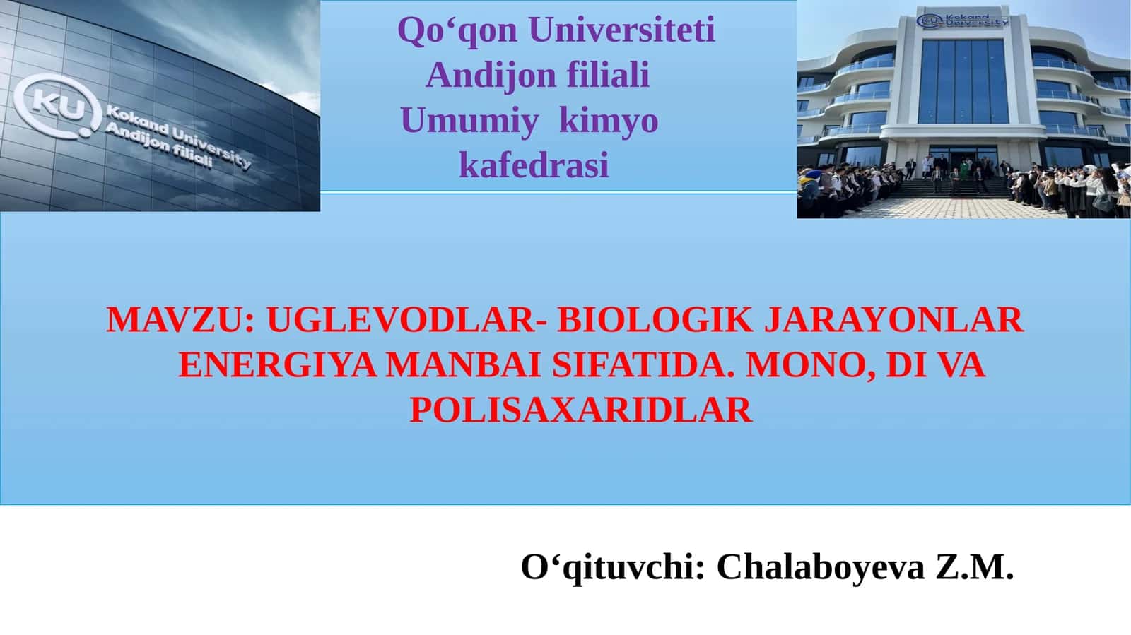 Uglevodlar - Biologik jarayonlar energiya manbai sifatida 1