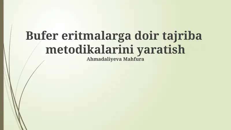 Buffer Eritmalarga Doir Tajriba Metodikalarini Yaratish 1