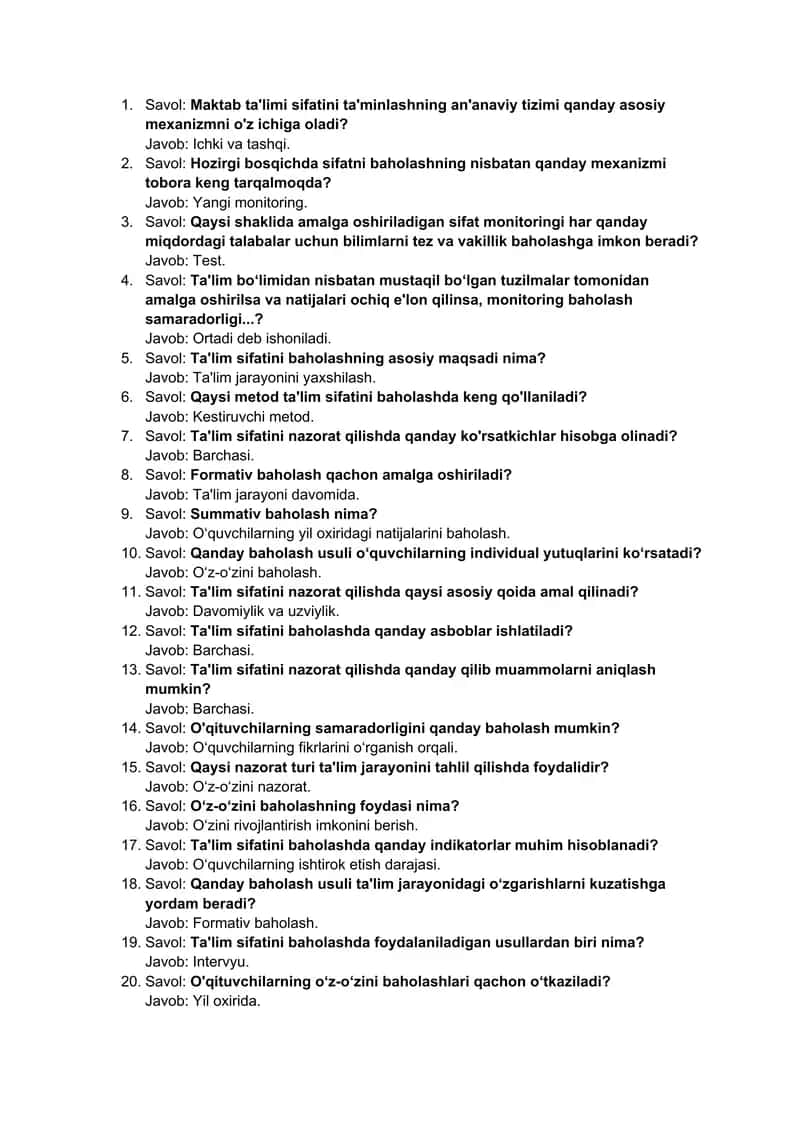 Uzluksiz taʼlim tendensiyalari fanidan 510 ta test 1