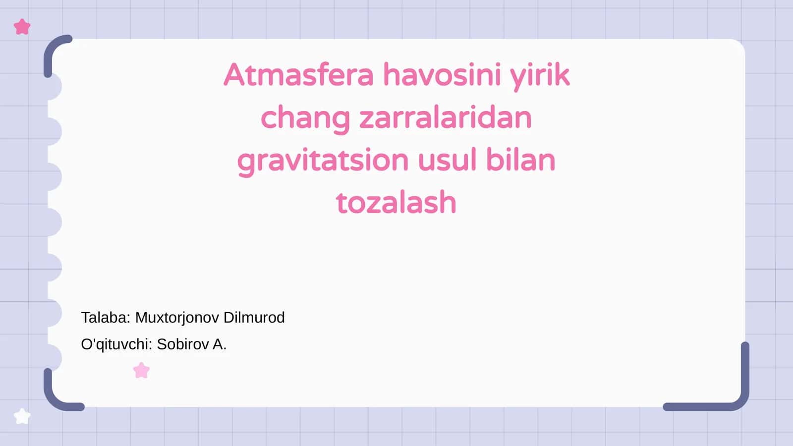 Atmasfera havosini yirik chang zarralaridan gravitatsion usul bilan tozalash 1