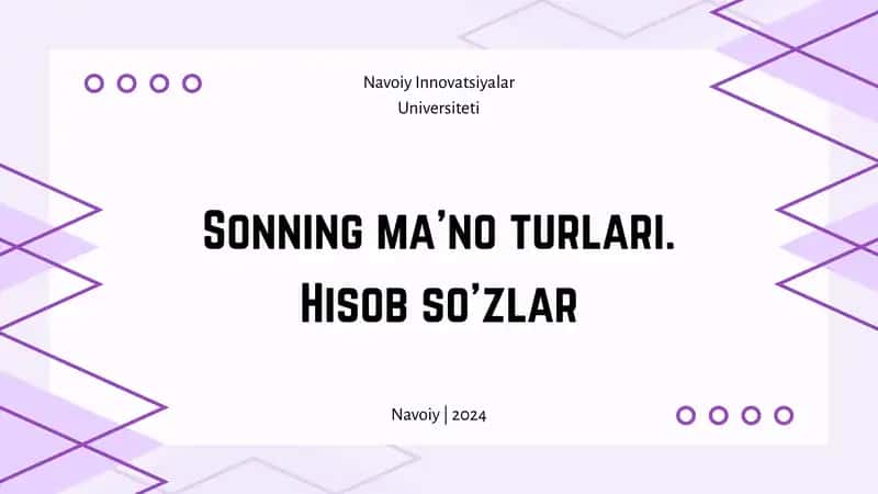 Sonningma'noturlari.Hisobso'zlar 1