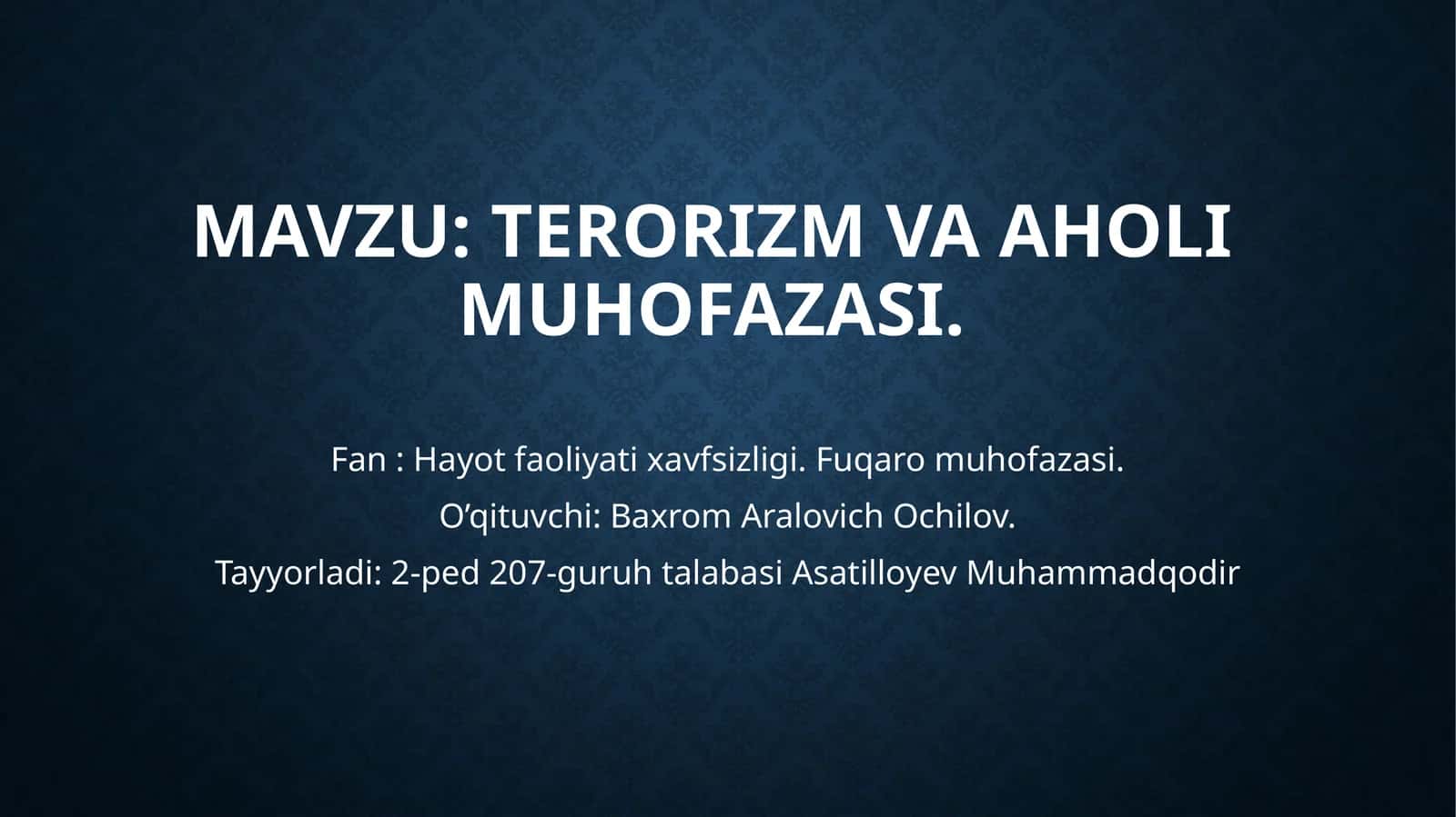 terorizm va axoli muhofazasi 1