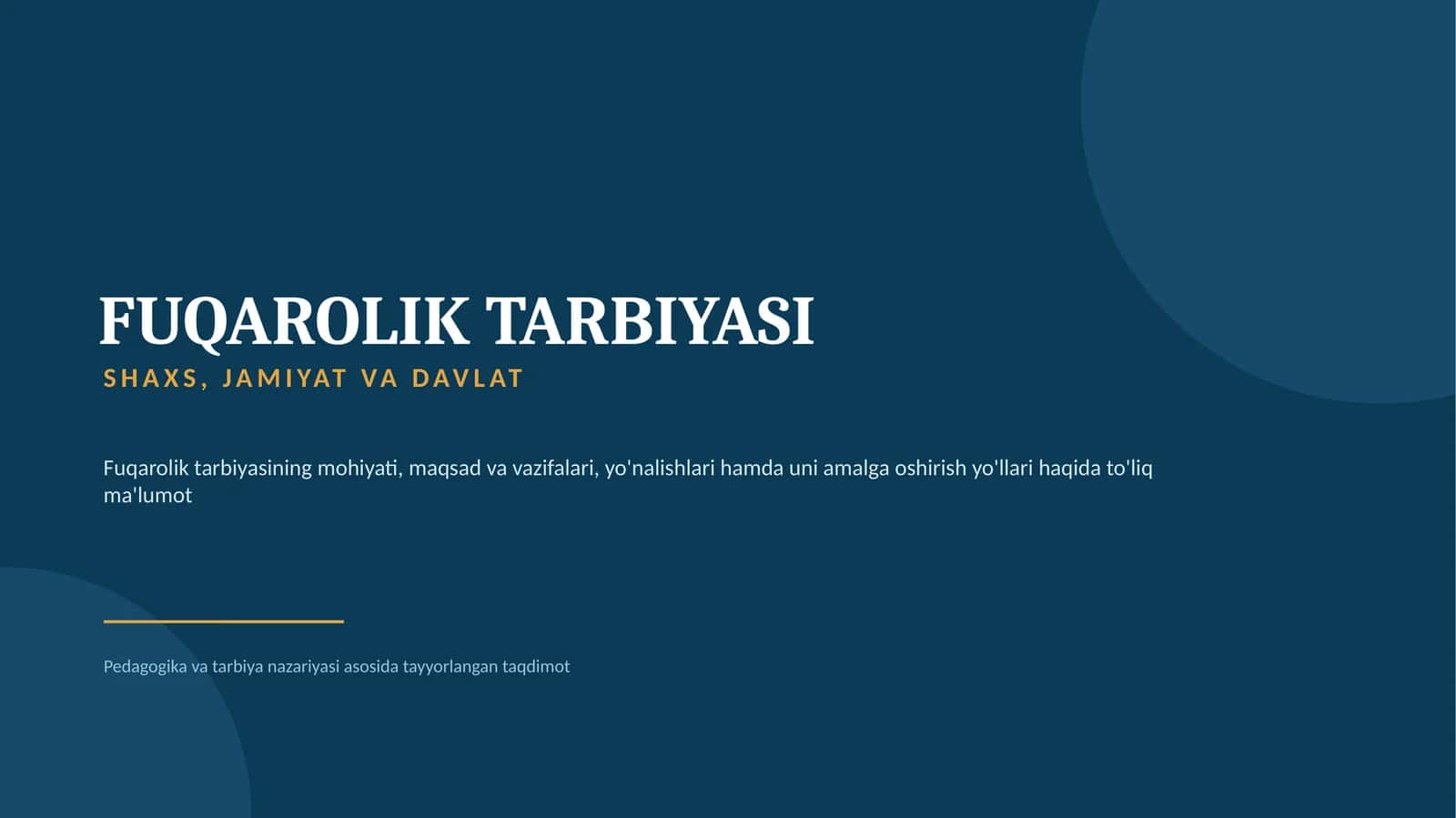 FUQAROLIK TARBIYASI 1
