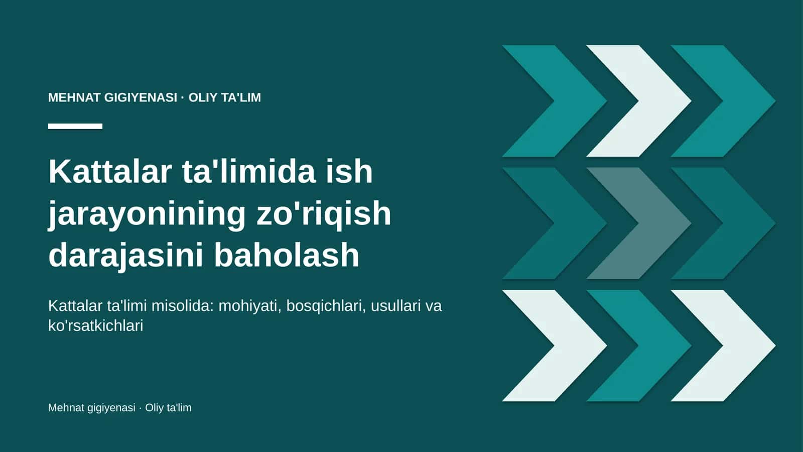 Kattalar ta'limida ish jarayonining zo'riqish darajasini baholash 1