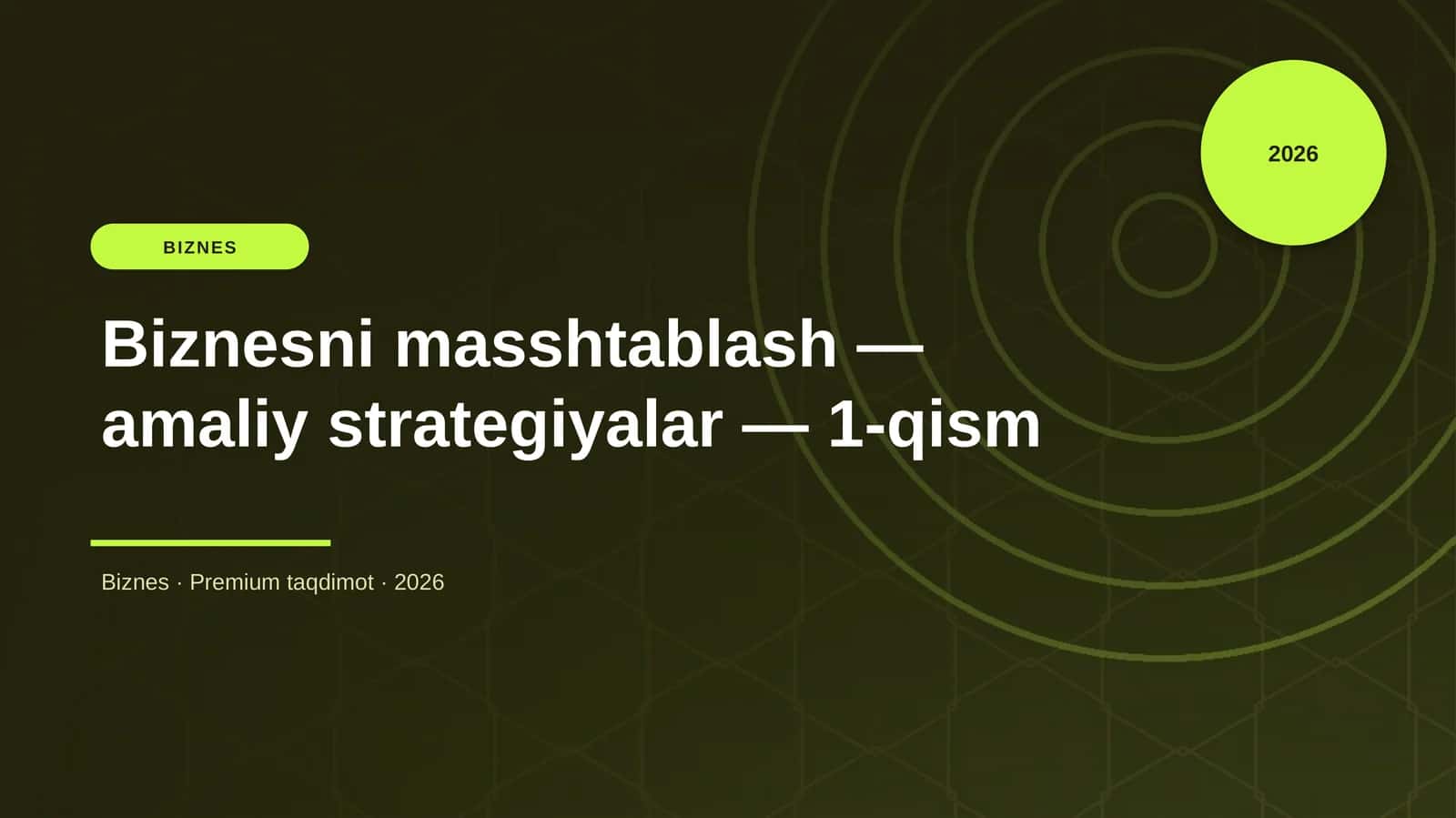 Biznesni masshtablash — amaliy strategiyalar — 1-qis 1