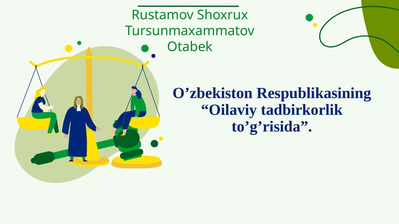 “Oilaviytadbirkorlik to’g’risida” darslik 1