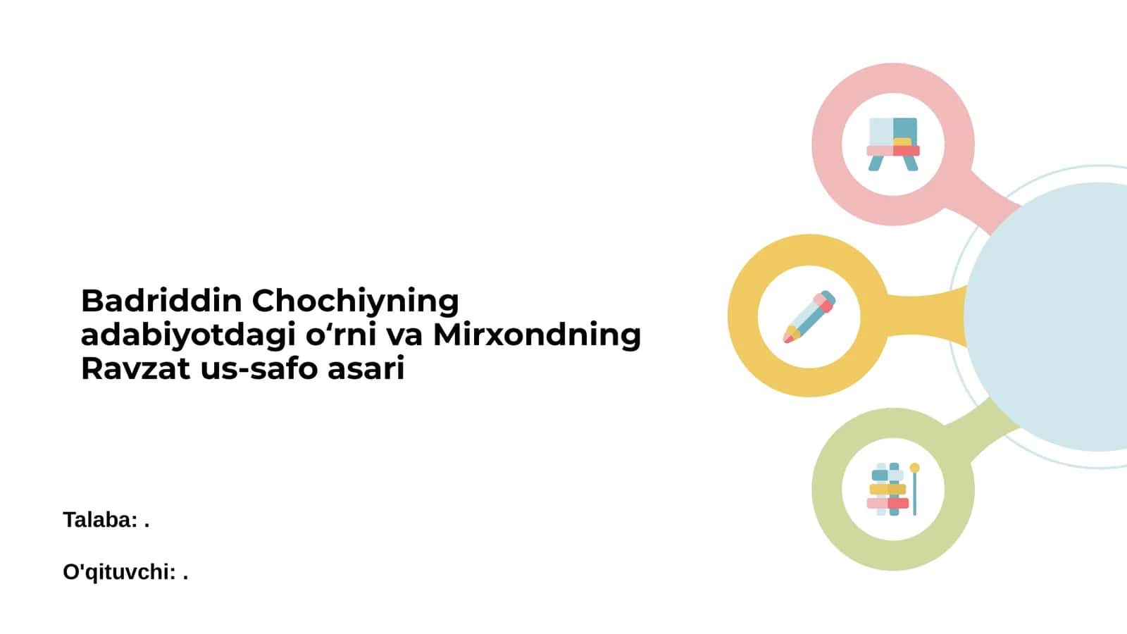 Badriddin Chochiyning adabiyotdagi oʻrni va Mirxondning Ravzat us-safo asari 1