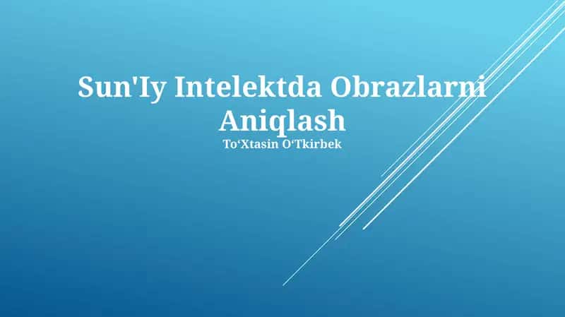 Sun'Iy Intelektda Obrazlarni Aniqlash 1