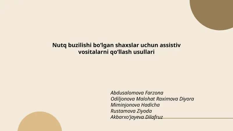 Nutq buzilishi boʻlgan shaxslar uchun assistiv vositalarni qoʻllash usullari 1