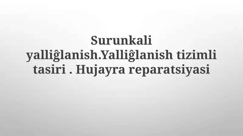 Surunkali yallig'lanishning sabablari va mexanizmlari 1