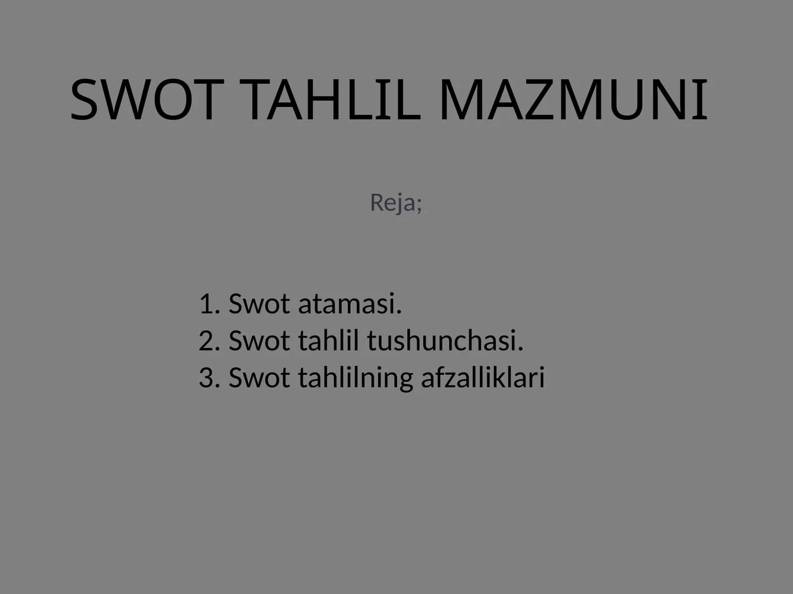 SWOT TAHLIL MAZMUNI 1