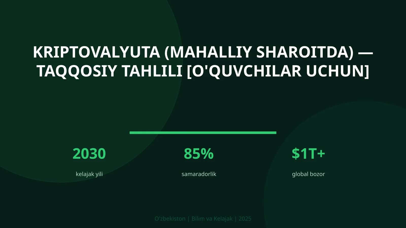 Kriptovalyuta (mahalliy sharoitda) — taqqosiy tahlili [o'quvchilar uchun] 1