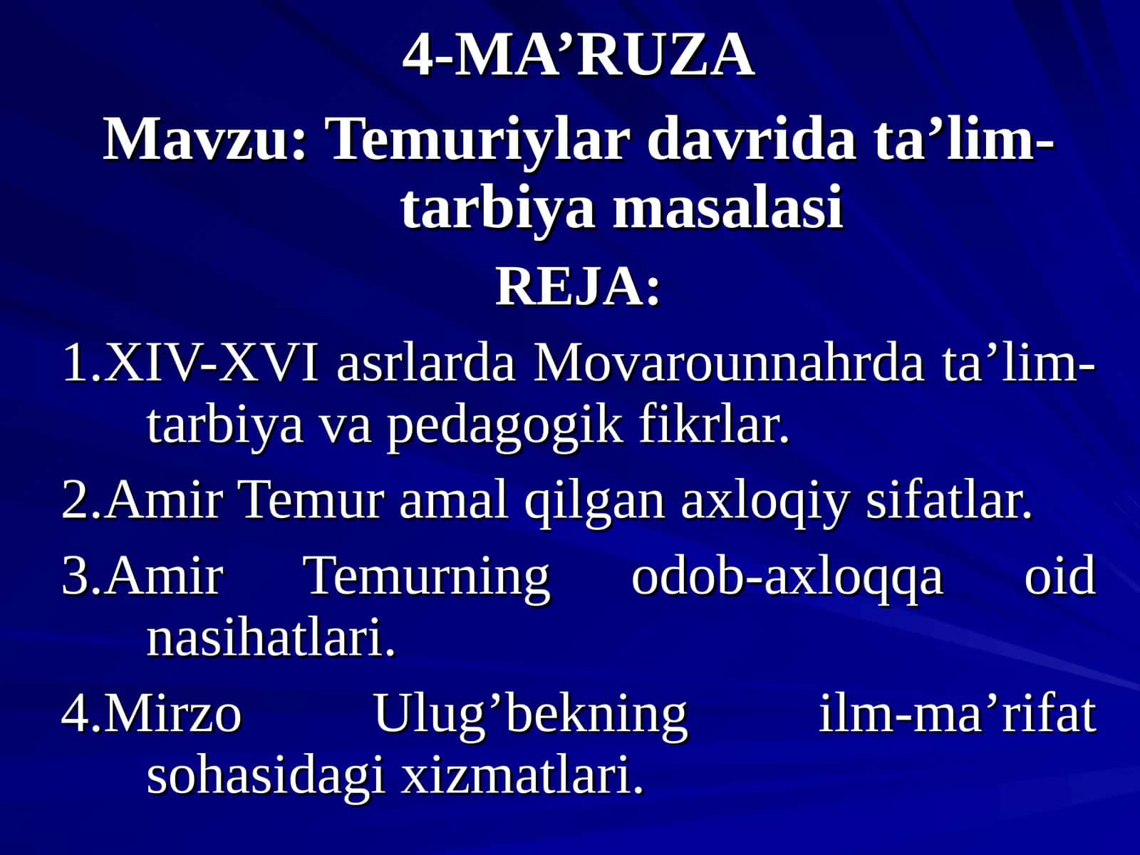 Temuriylar davrida ta'lim-tarbiya masalasi 1