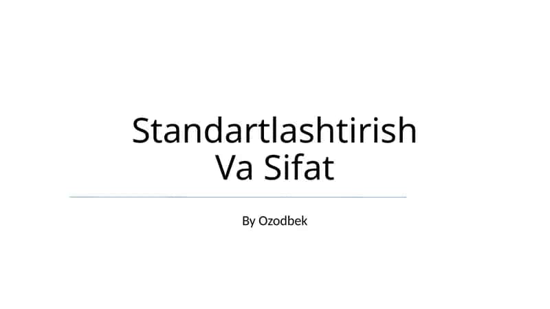 Standartlashtirish Va Sifat 1