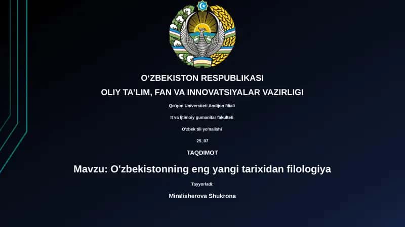 O'zbekistonning eng yangi tarixidan filologiya 1