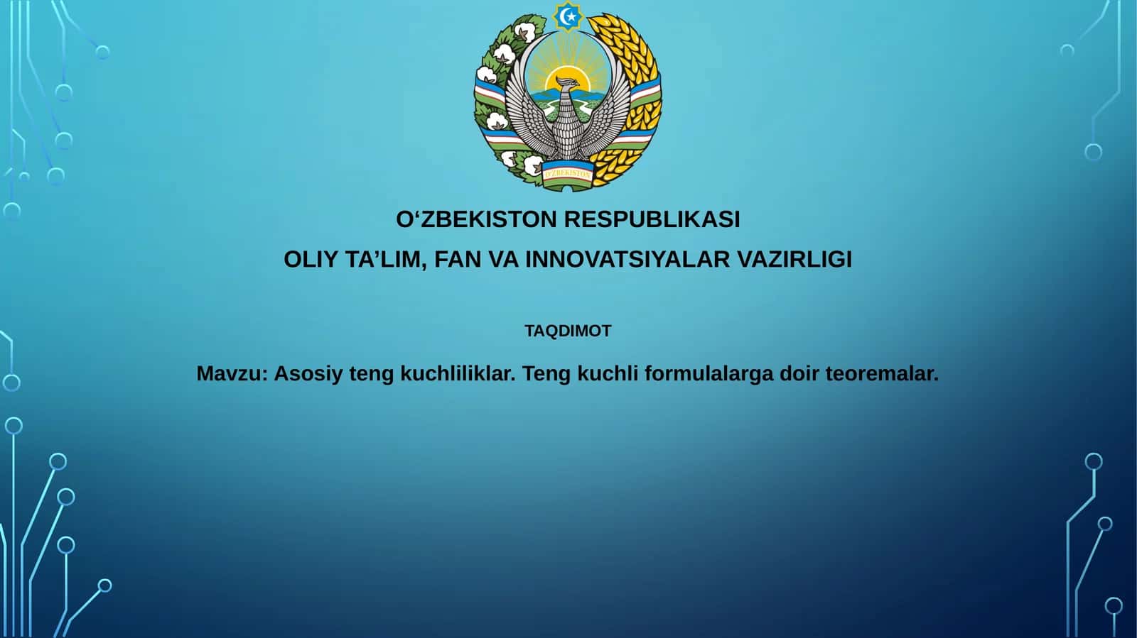 Asosiytengkuchliliklar. Tengkuchliformulalargadoirteoremalar 1