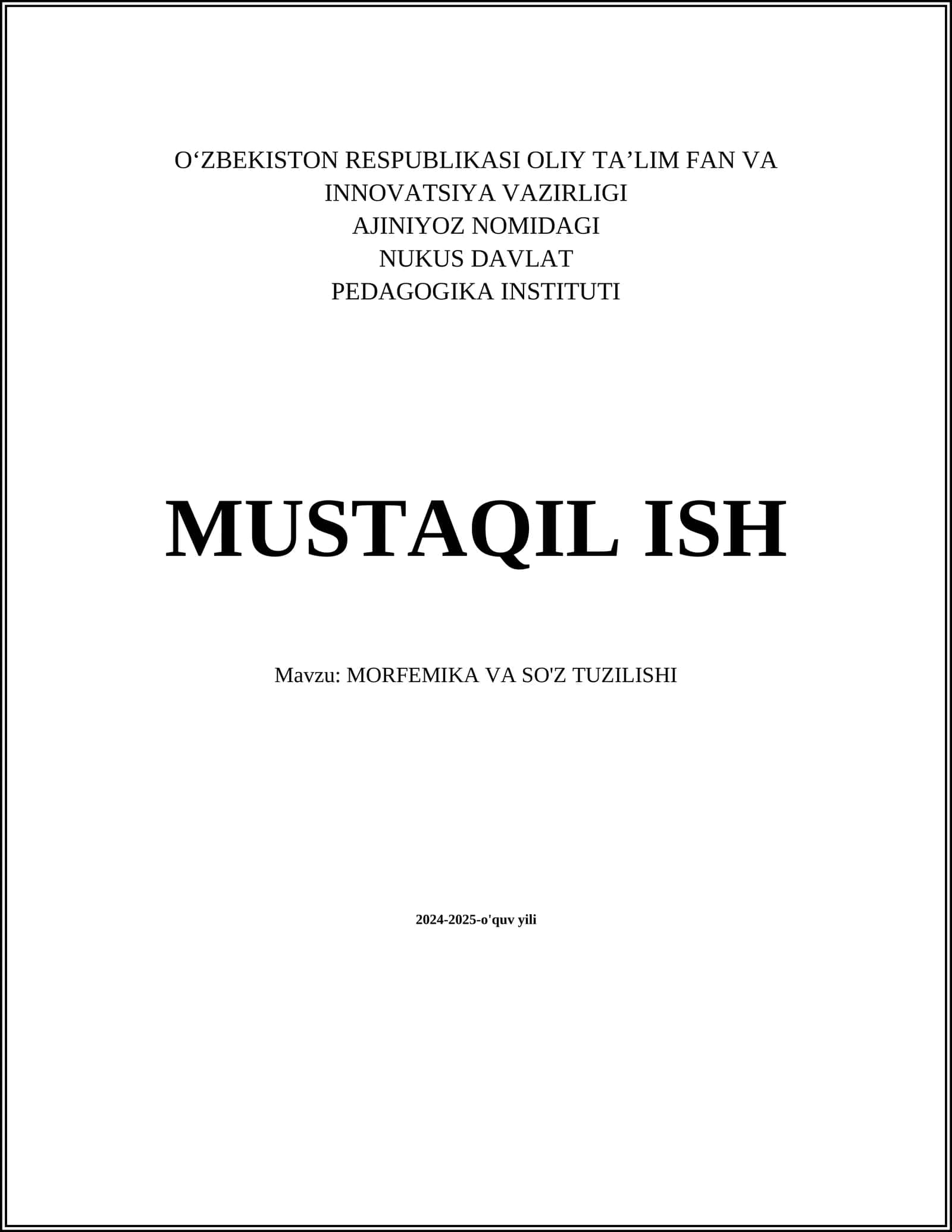 MORFEMIKA VA SO'Z TUZILISHI 1