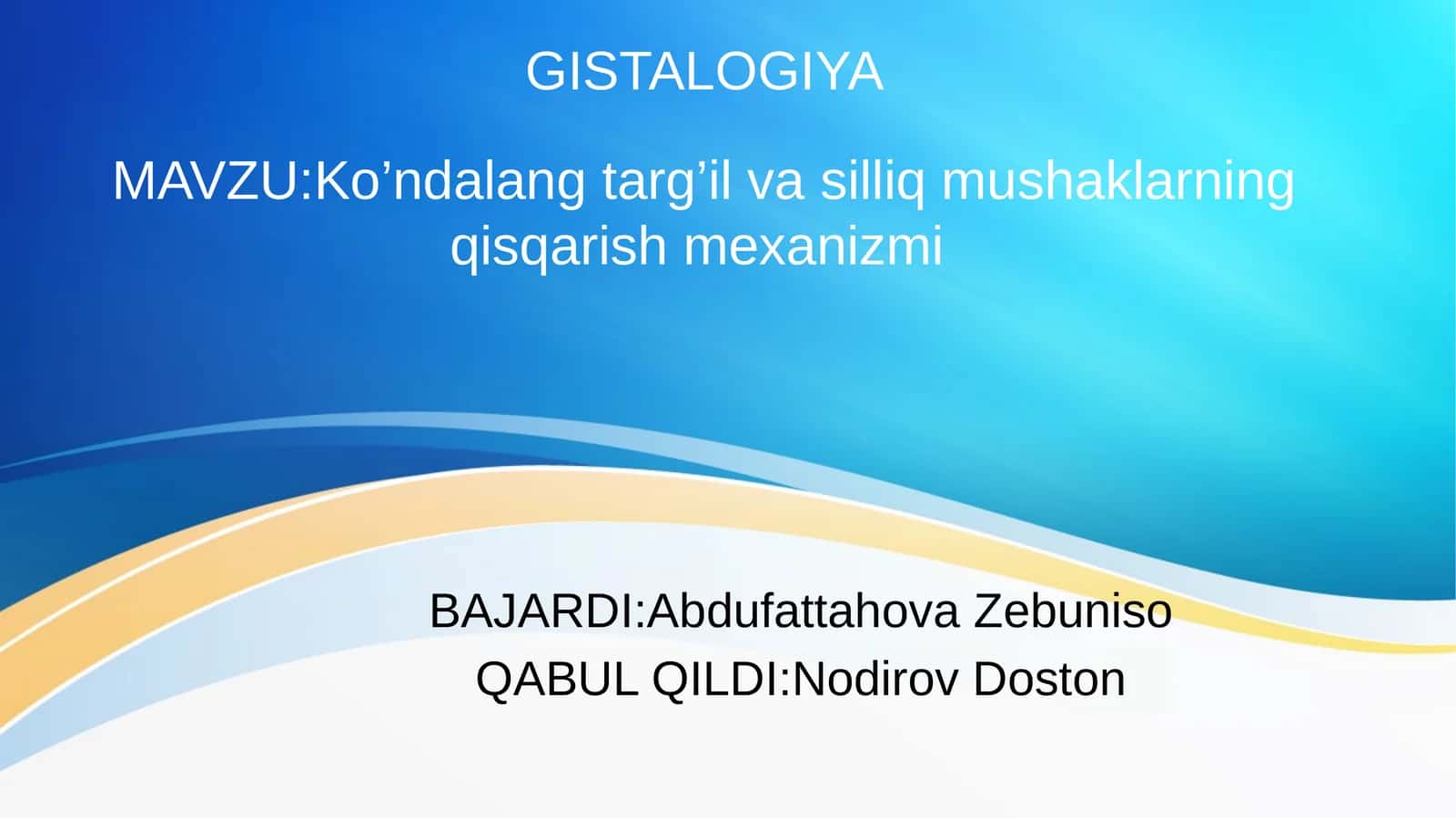 Ko’ndalang targ’il va silliq mushaklarning qisqarish mexanizmi 1