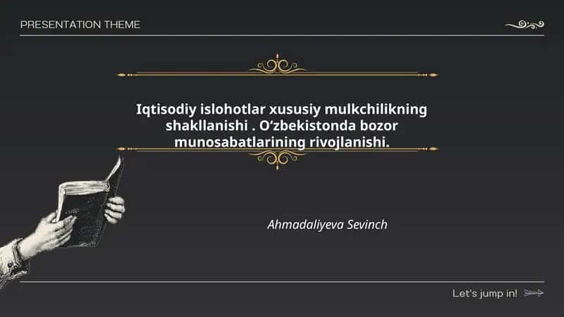 Iqtisodiy islohotlar xususiy mulkchilikning shakllanishi 1