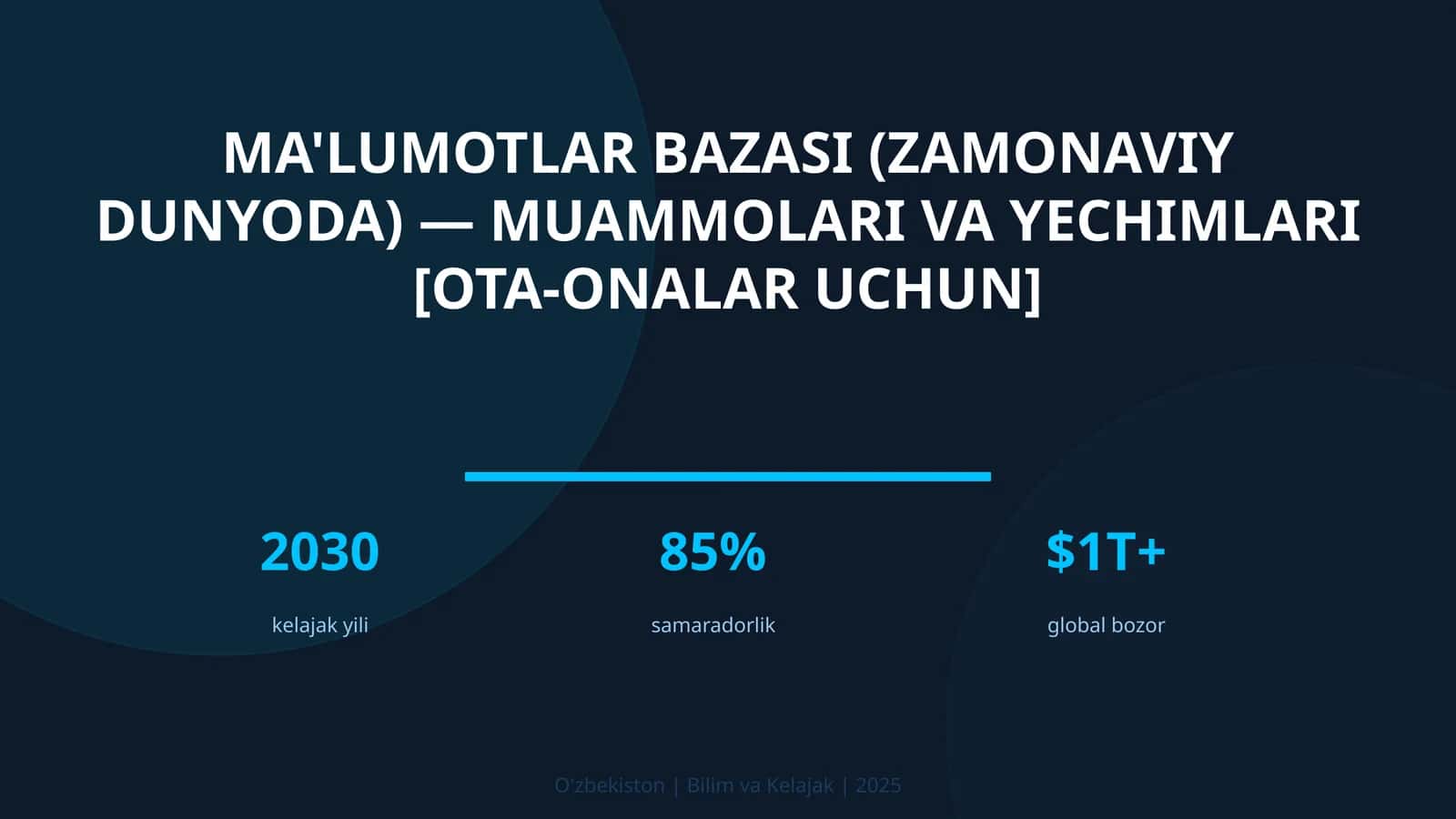 MA'LUMOTLAR BAZASI (ZAMONAVIY DUNYODA) — MUAMMOLARI VA YECHIMLARI [OTA-ONALAR UCHUN] 1