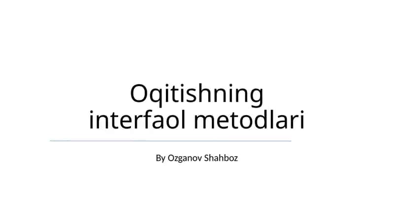 Oqitishning interfaol metodlari 1