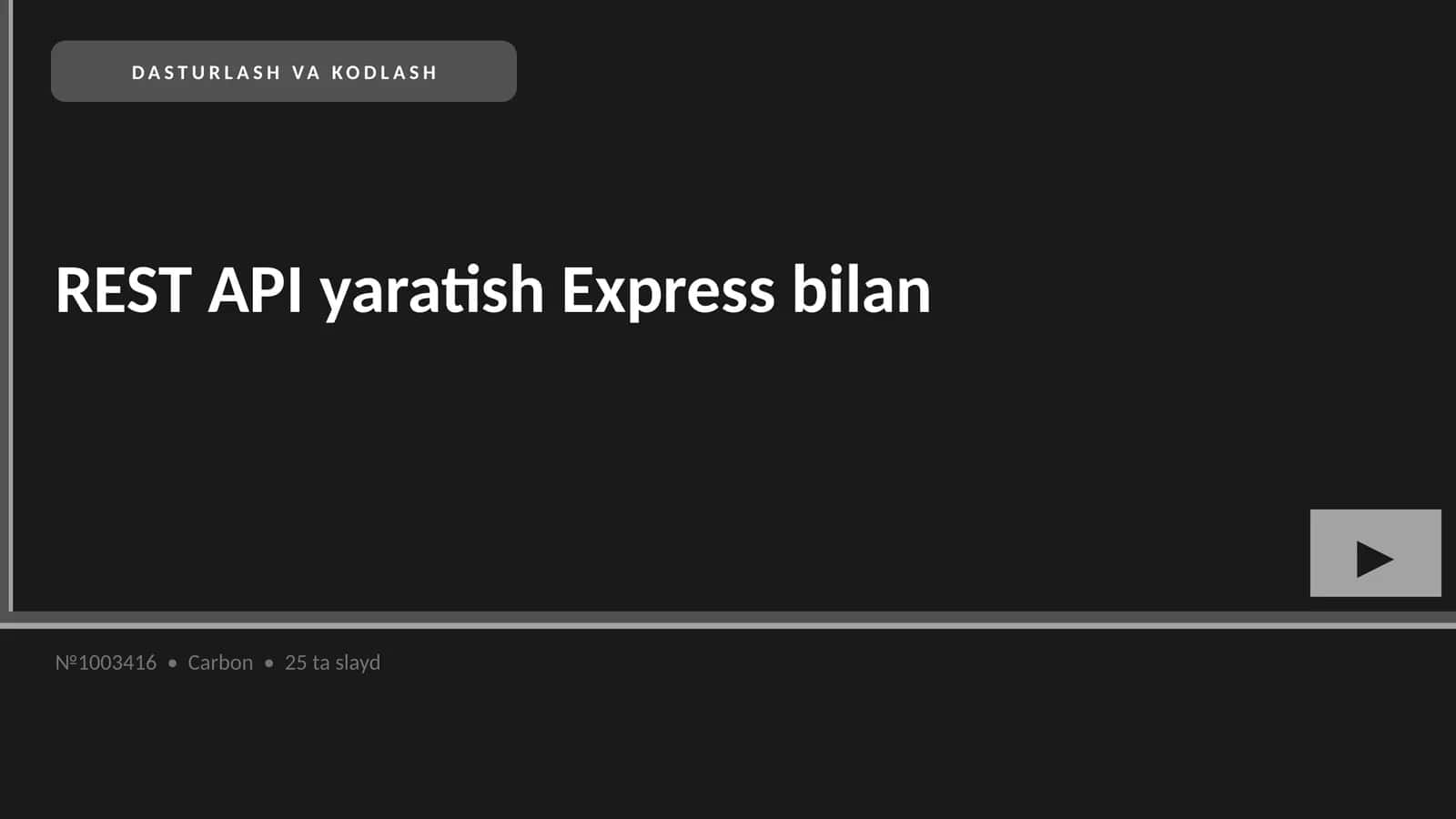 REST API yaratish Express bilan 1