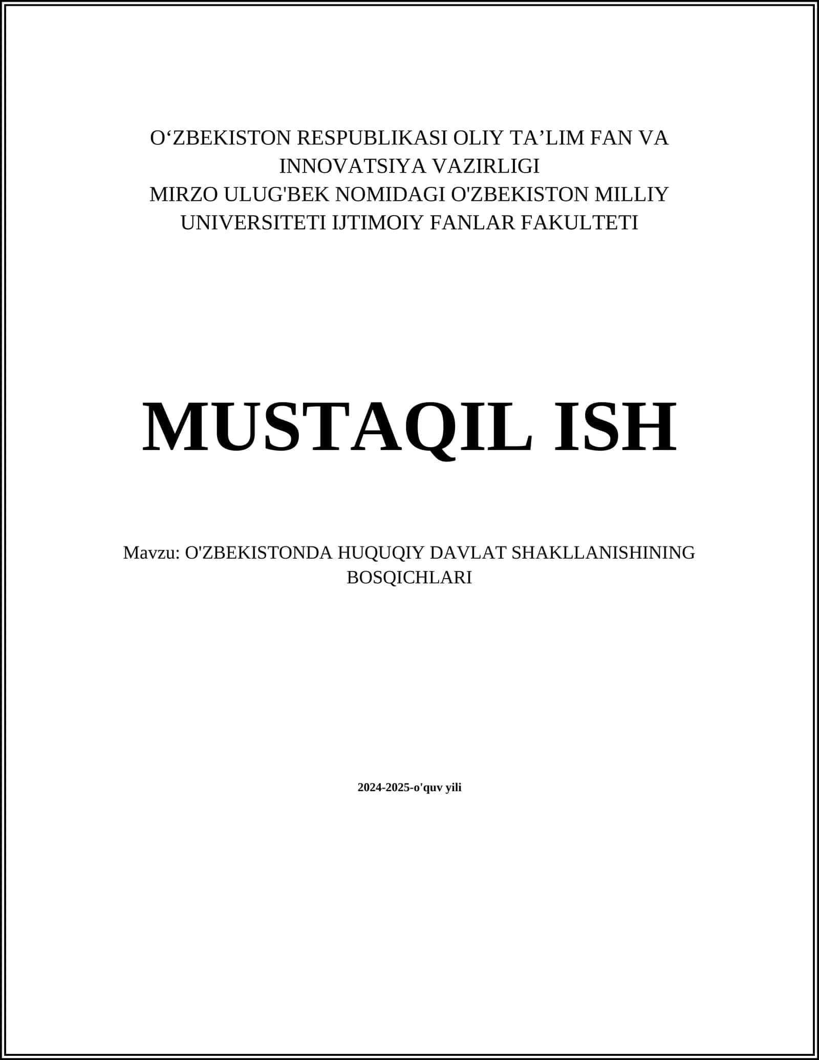 O'ZBEKISTONDA HUQUQIY DAVLAT SHAKLLANISHINING BOSQICHLARI 1