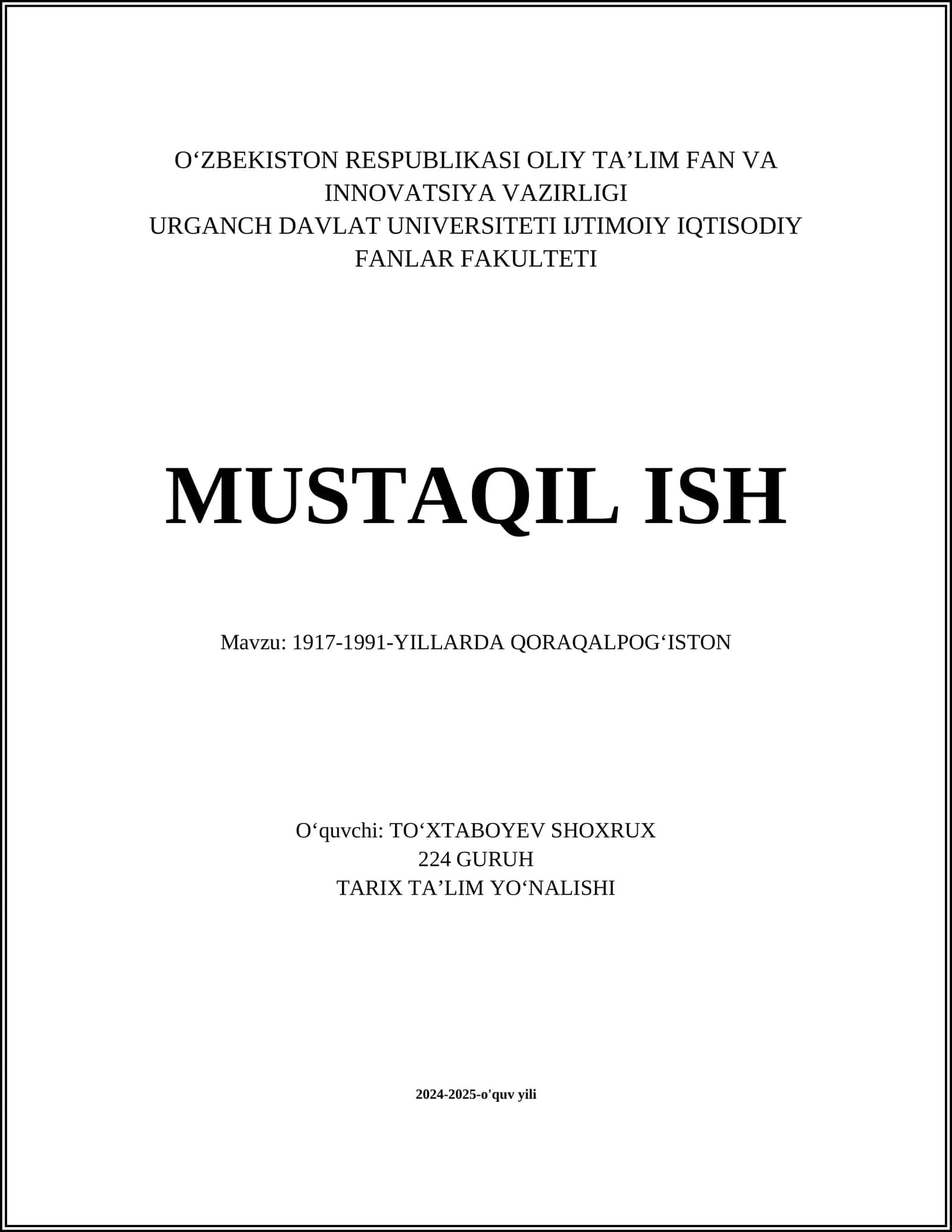 1917-1991-YILLARDA QORAQALPOGʻISTON 1