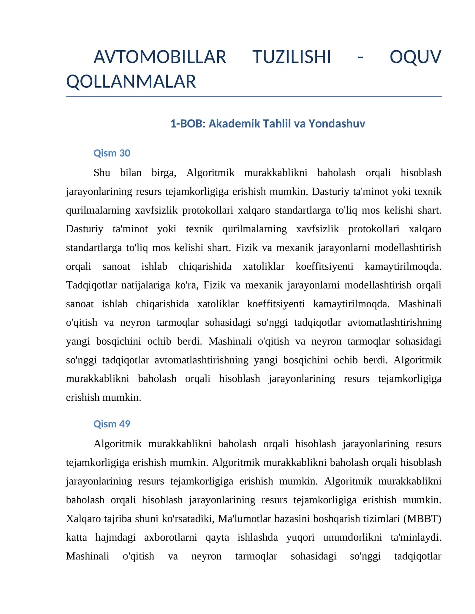 AUTOMOBILIAR TUZILISHI - OQUV QOLLANMALAR 1