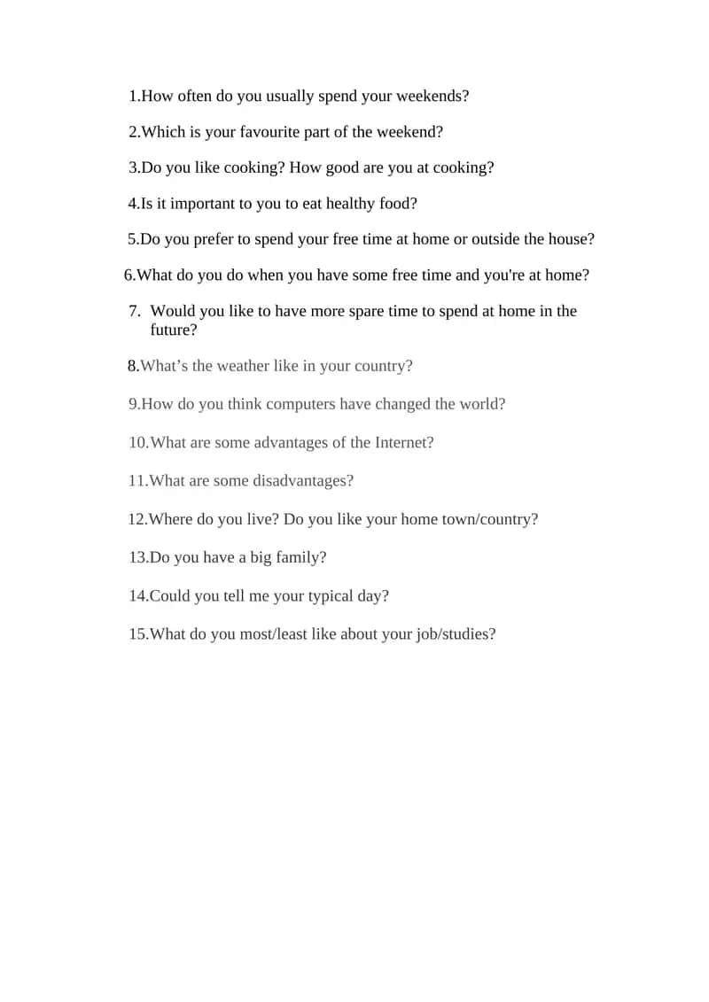 Weekend Activities Survey 1