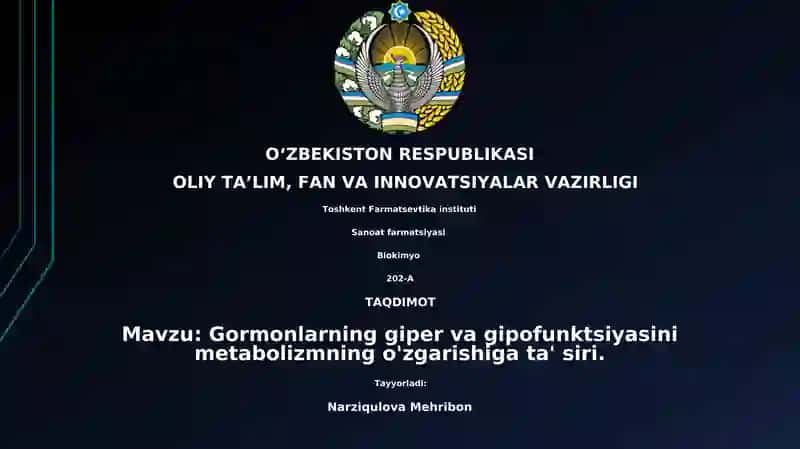 Sanoat farmatsiyasi Biokimyo 1